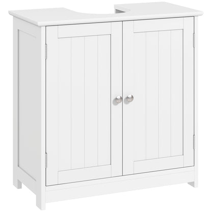 Fabka White Under Sink Vanity Cupboard With Double Doors And Adjustable Shelving For Fauxdestal Or OFauxn Basin