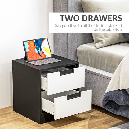 Coraniva White And Black Bedroom Furniture Set With Wardrobe Chest Of Drawers And 2 Bedside Tables