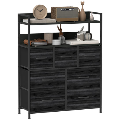Latoli Fabric And Wood Black 7 Drawer Rustic Storage Chest