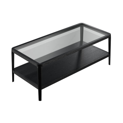 Florianopolis Black Wood and Glass Top Coffee Table