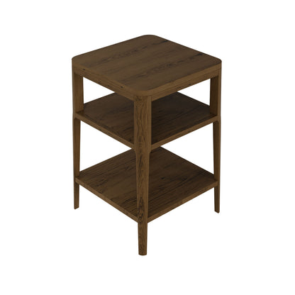 Madrid Walnut Wood Grain Two Shelf Bedside Table