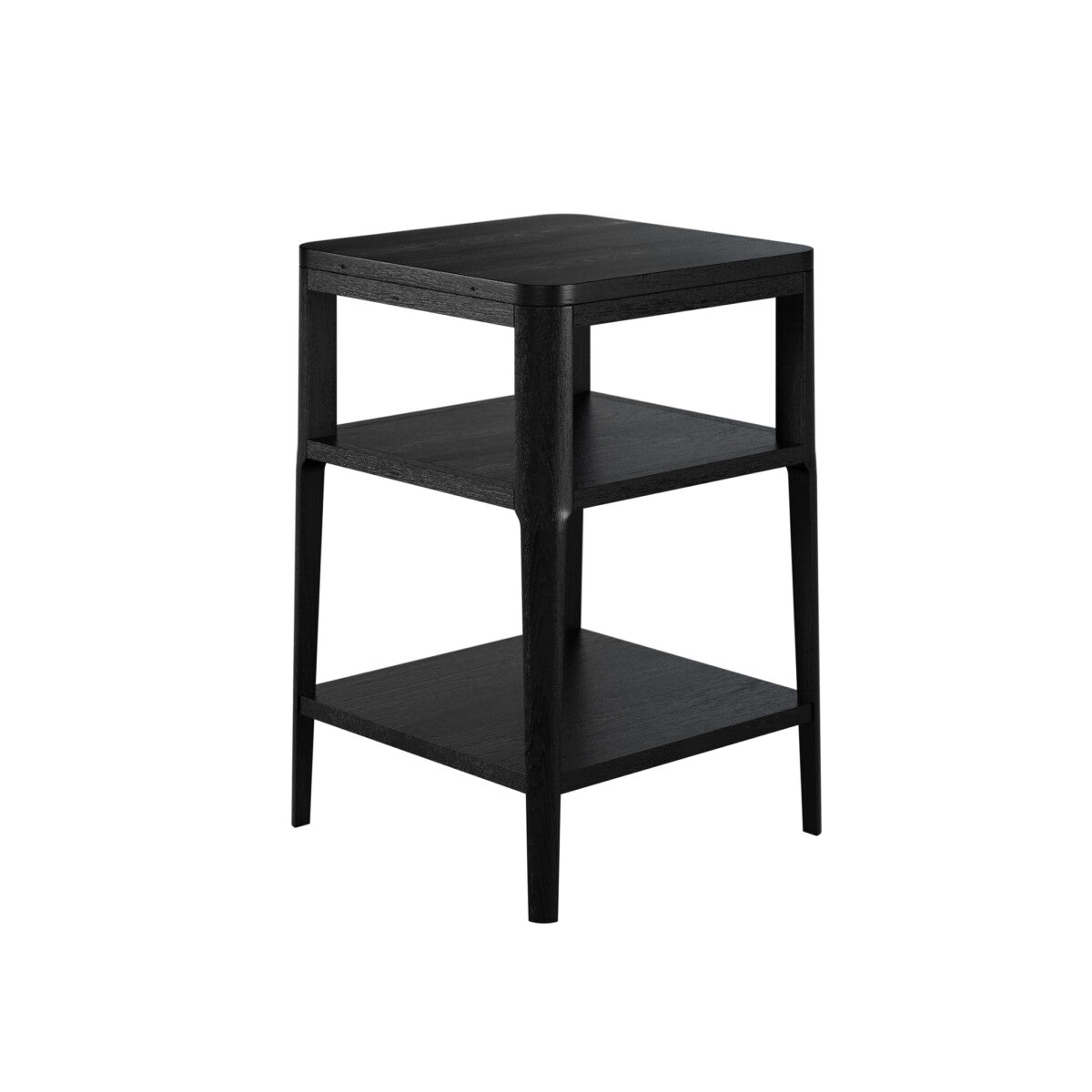 Cananeia Black Wood Grain Two Shelf Bedside Table