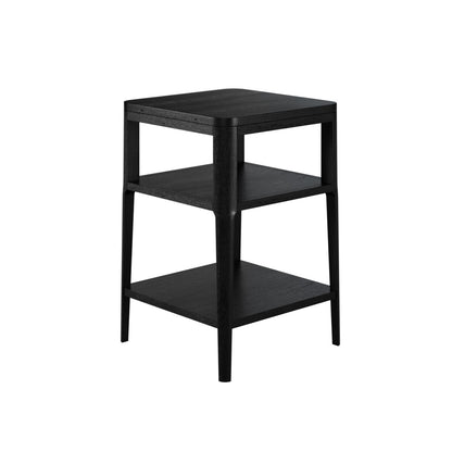 Cananeia Black Wood Grain Two Shelf Bedside Table