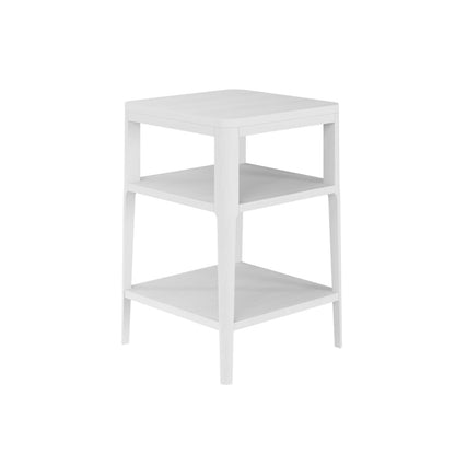 Itacare White Wood Grain Two Shelf Bedside Table