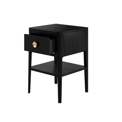 Paracatu Black Wood Grain One Drawer Bedside Table