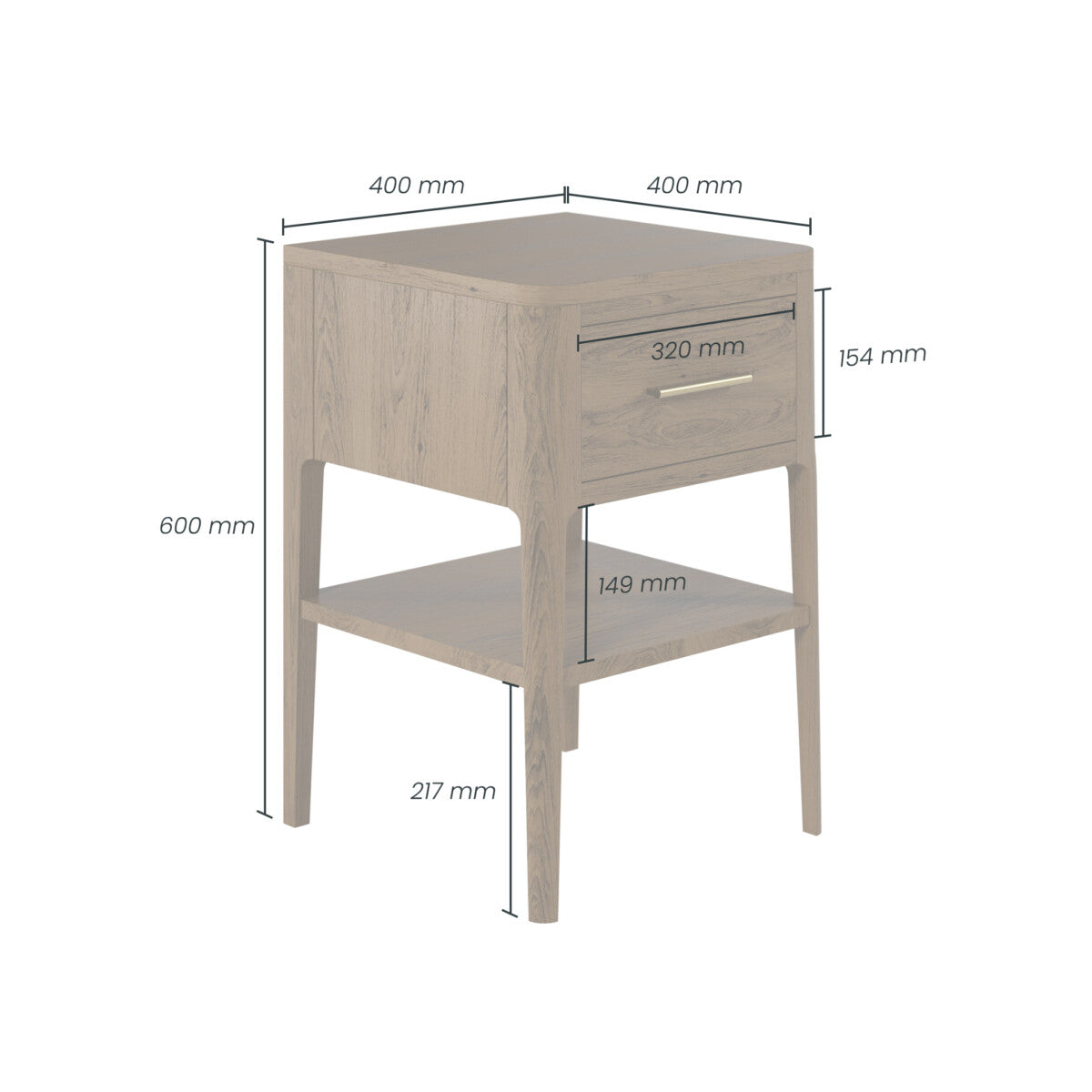 Ouro Preto Walnut Wood Grain One Drawer Bedside Table