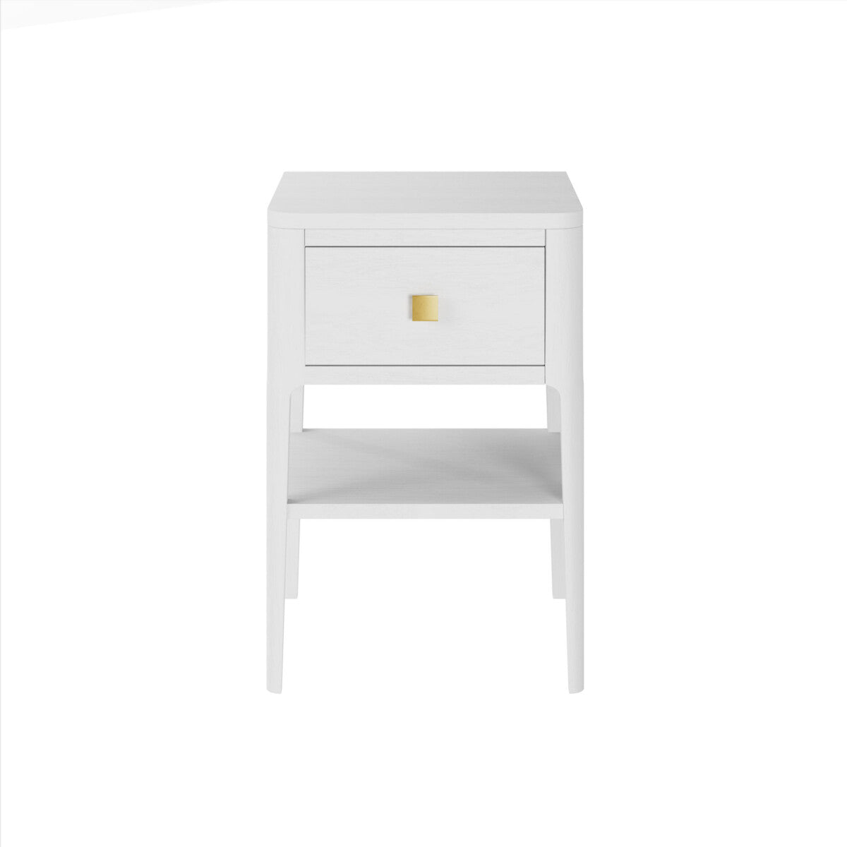 Krut White Wood Grain 1 Drawer Bedside Table with Open Shelf
