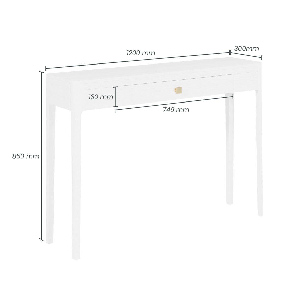 Goldie White Wood Grain One Drawer Console Table