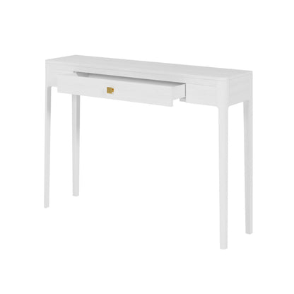 Goldie White Wood Grain One Drawer Console Table