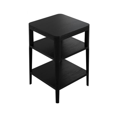 Cananeia Black Wood Grain Two Shelf Bedside Table