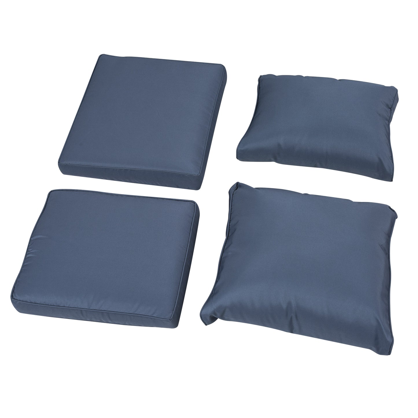 Sediro Lule Grey and Blue Rattan 7 Seater Outdoor Furniture Set With Reclining Armchairs Footstools and Table