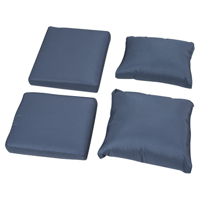 Sediro Lule Grey and Blue Rattan 7 Seater Outdoor Furniture Set With Reclining Armchairs Footstools and Table