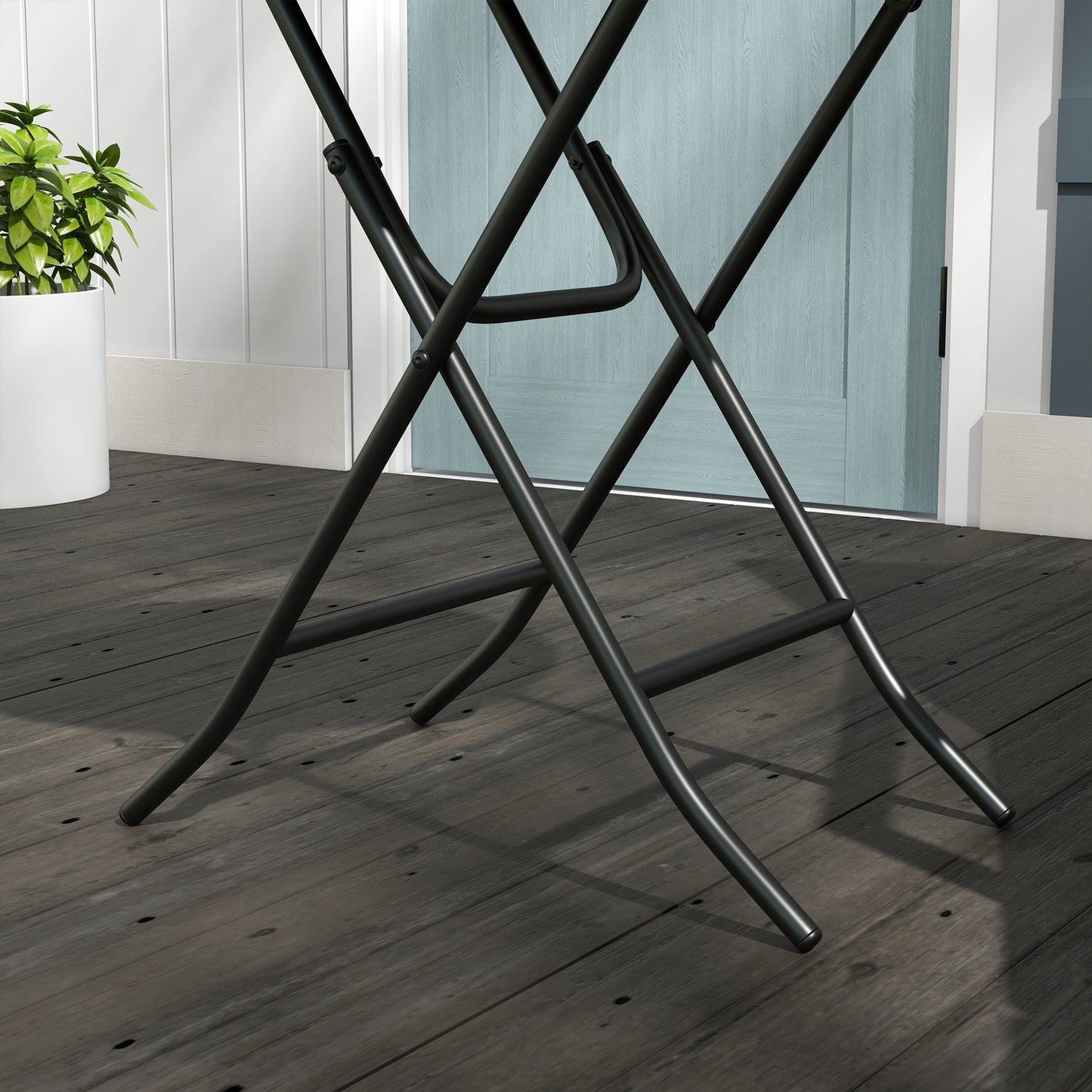 Kasado Brown Rattan Folding Round Outdoor Bistro Table