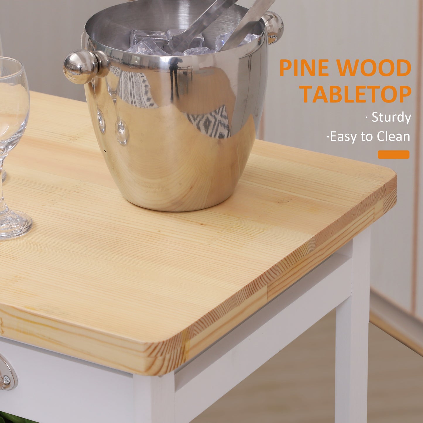 Lelifa Wooden White Rolling Kitchen Island With Drawers Shelves Baskets And Wine Rack