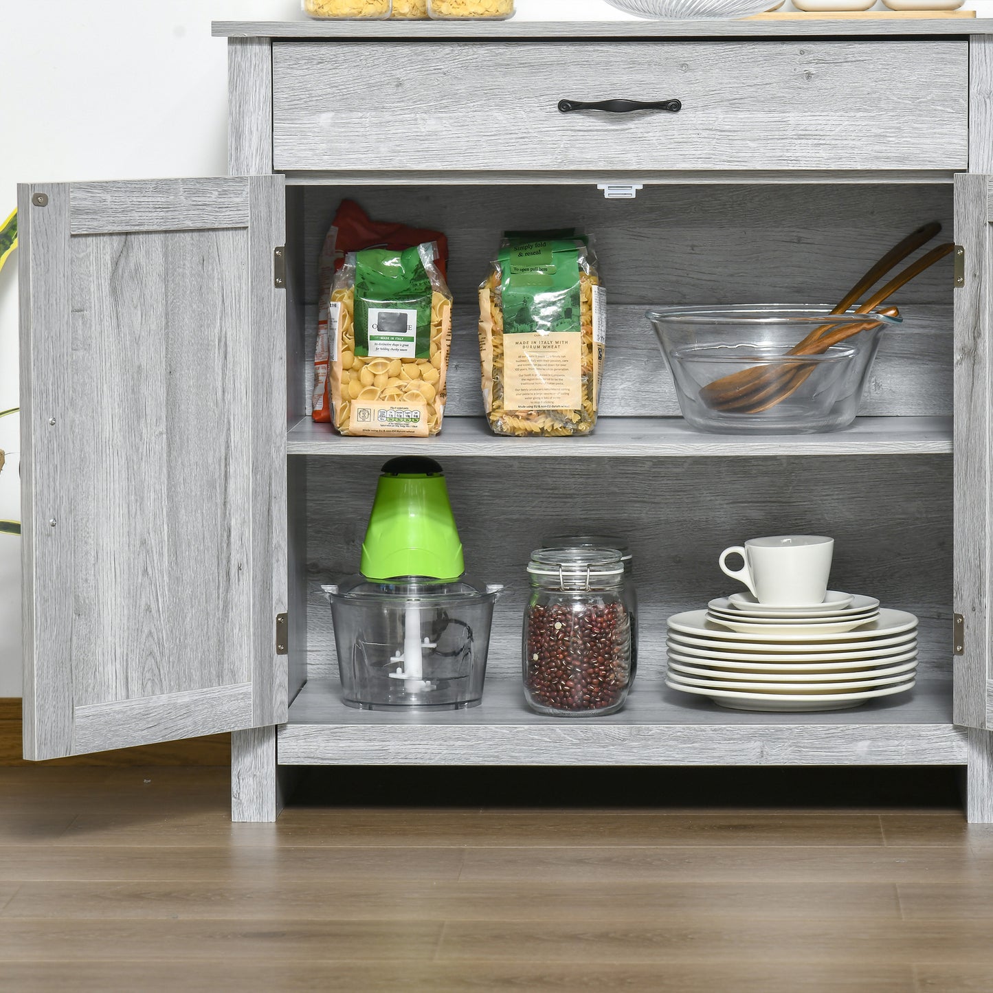 Toro Noyo Grey Wood Farmhouse Style Sideboard With Sliding Barn Doors