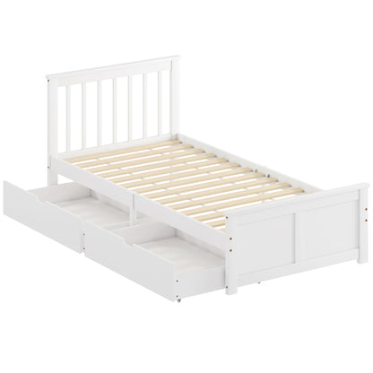 Sutton White Wooden Single Bed Frame 2 Integrated Storage Drawers