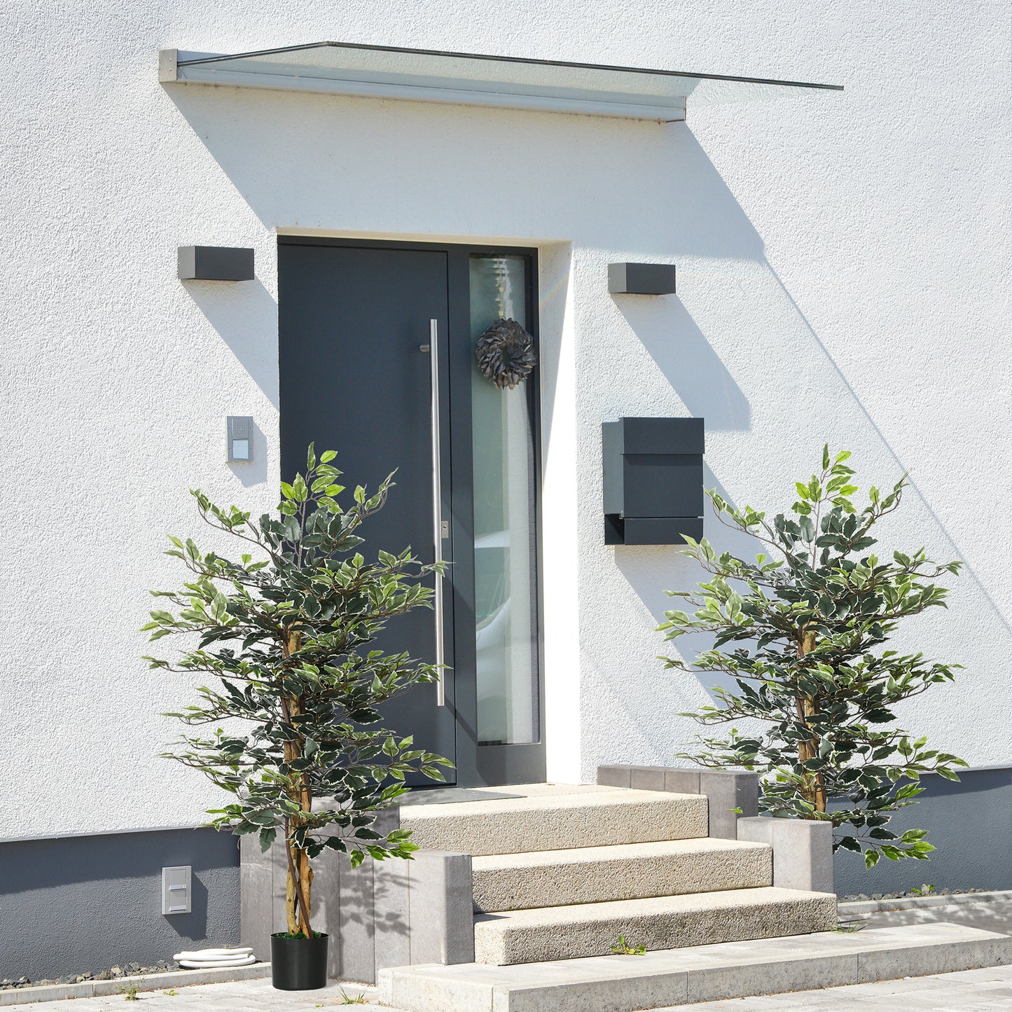 Diraco Set Of 2 Artificial Ficus Style Trees For Indoor Decorative Use