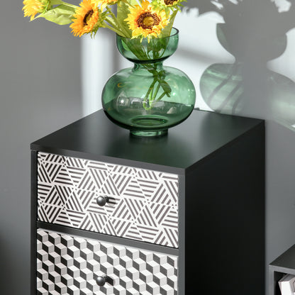 Rerora Scandi Monochrome Black and White Wooden Vertical 5 Drawer Storage Chest