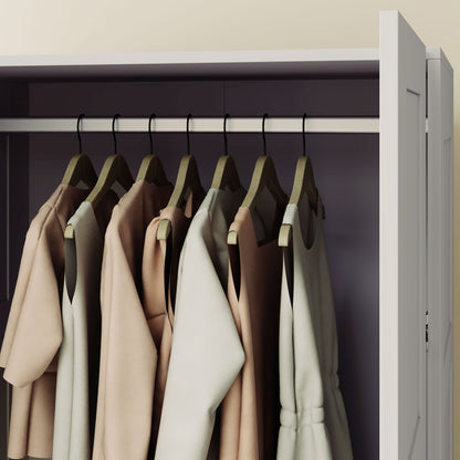 Coralani Wooden Grey 2 Door Wardrobe With Hanging Rail Internal and Shelf
