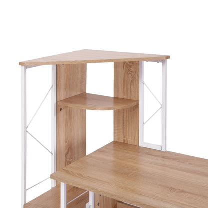 Lasomo 133cm Wooden Oak Desk  Drawers and Shelves
