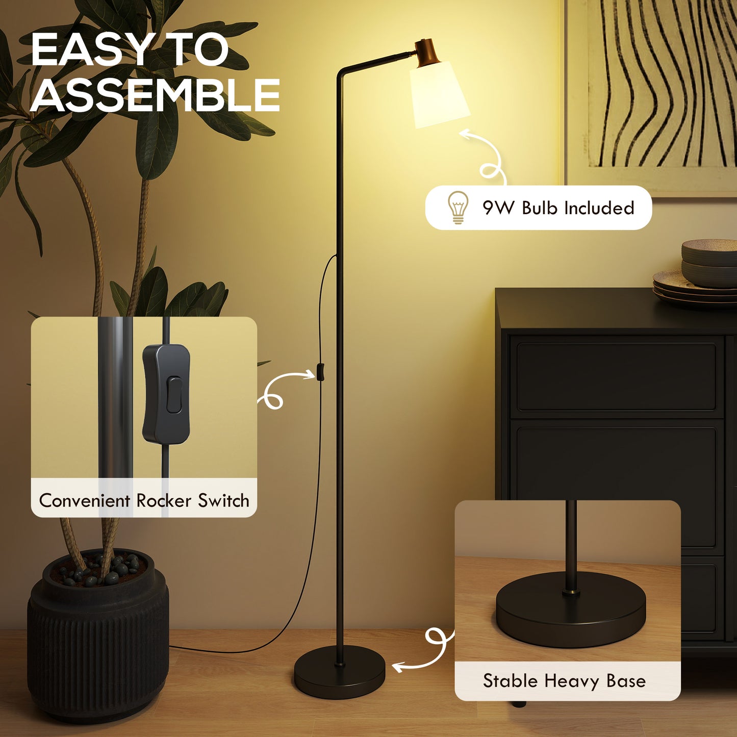 Copa Metal Black Adjustable Floor Lamp With Rotating Head And Multi Colour TemFauxrature Lighting