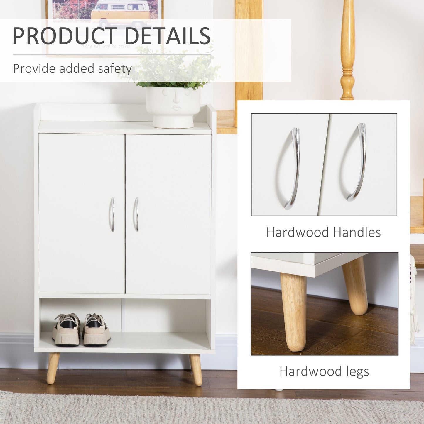 Keno Wooden White Modern Shoe Cupboard With Doors And Internal Shelving