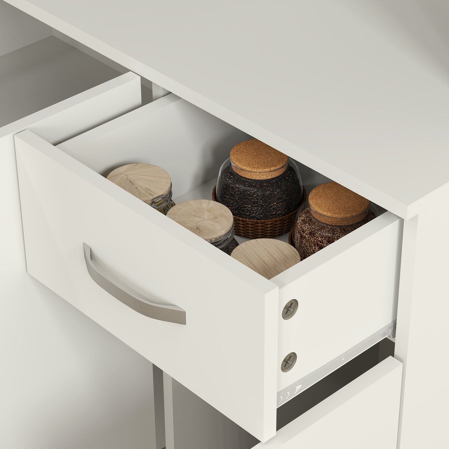 Rasu 180cm Wooden White Freestanding Kitchen Pantry Storage Cabinet Pantry