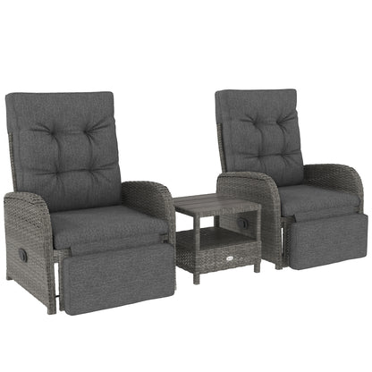 Hafa Rattan Grey 2 Seater Outdoor Chaise Lounge Sofa Set With Cushions