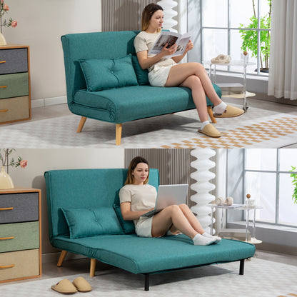 Baroma Tadi Linen Look Green 2 Seater Sofa Bed