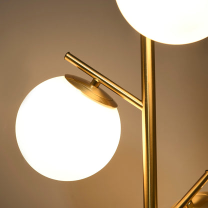 Lidi Metal Gold Tone 3 Light Tree Floor Lamp With Globe Shades Adjustable Colour Light