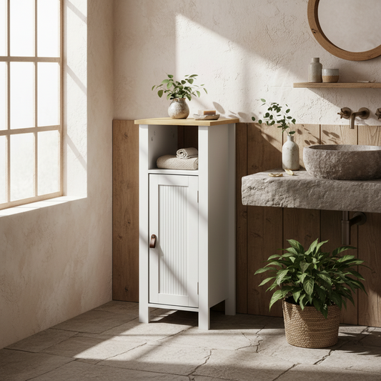 Sasa Bafa Slim Bathroom Storage Cabinet In White