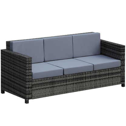 Neloro Rattan Grey 3 Seater Outdoor Sofa With Cushions