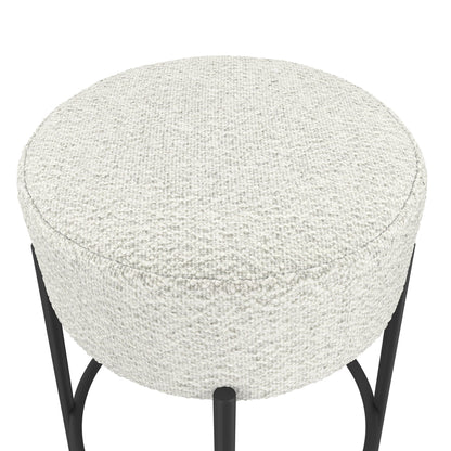 Tanji Ivory Boucle Round Bar Stool Black Metal Legs