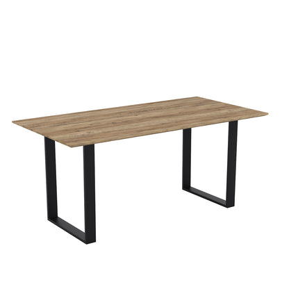 Sazzuma Rectangular Wooden Dining Table Industrial Black Metal Legs
