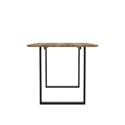 Sazzuma Rectangular Wooden Dining Table Industrial Black Metal Legs