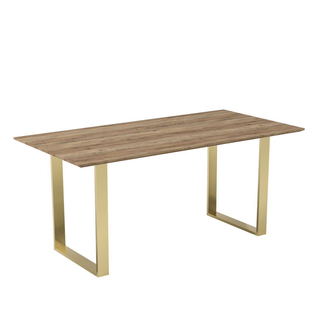 Sazzuma Rectangular Wooden Dining Table Industrial Brass Metal Legs