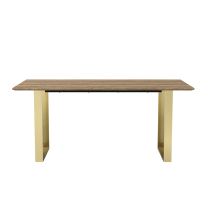 Sazzuma Rectangular Wooden Dining Table Industrial Brass Metal Legs