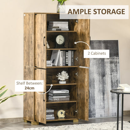 Mara Rustic Wood Effect Tall Farmhouse Storage Cabinet With 4 Doors And Internal Shelves