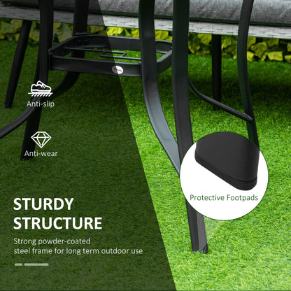 Momi Steel And Glass Round Garden Dining Table With Parasol Hole