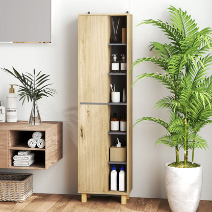 Lanoha Slim Multi Storage Bathroom Cabinet With Wood Effect Finish