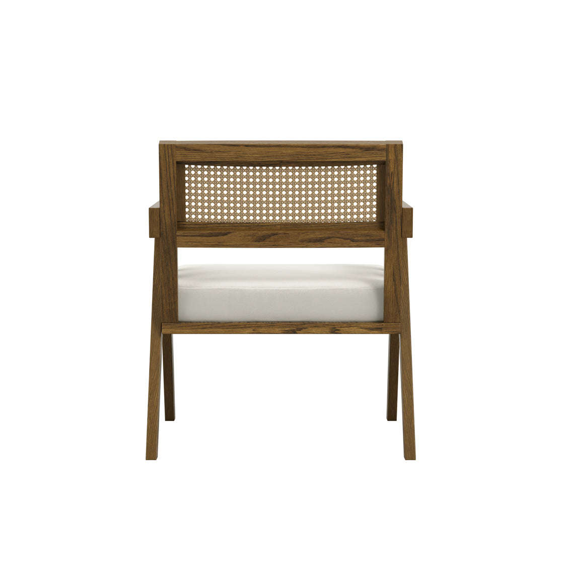 Martone Wooden Rattan Ecru White Woven Accent Chair