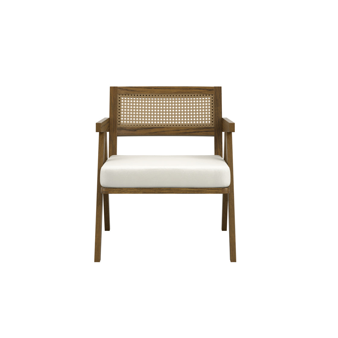 Martone Wooden Rattan Ecru White Woven Accent Chair