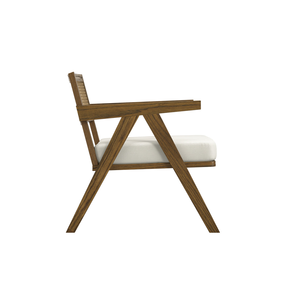 Martone Wooden Rattan Ecru White Woven Accent Chair