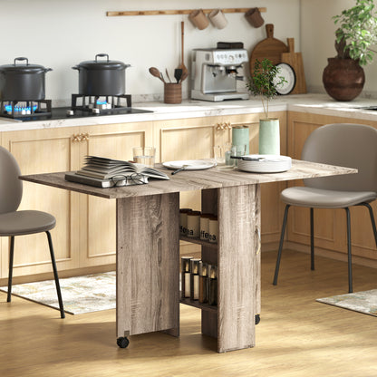 Tonana Tane Wooden Grey Ex10dable Drop Leaf Dining Table Seating 4 To 6 With Storage