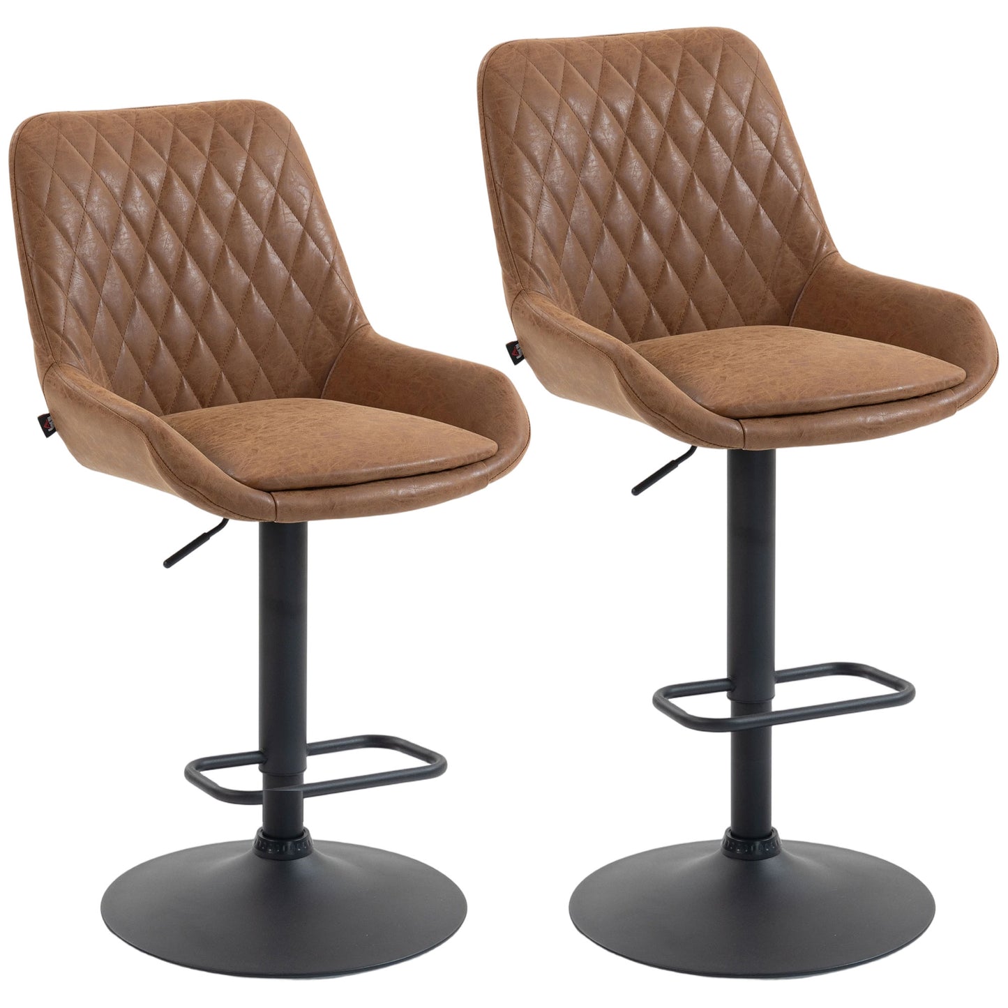 Elel Sake Set Of 2 Orange Faux Leather Retro Style Bar Stools