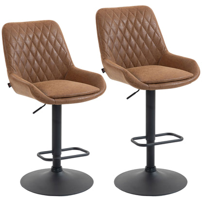 Elel Sake Set Of 2 Orange Faux Leather Retro Style Bar Stools