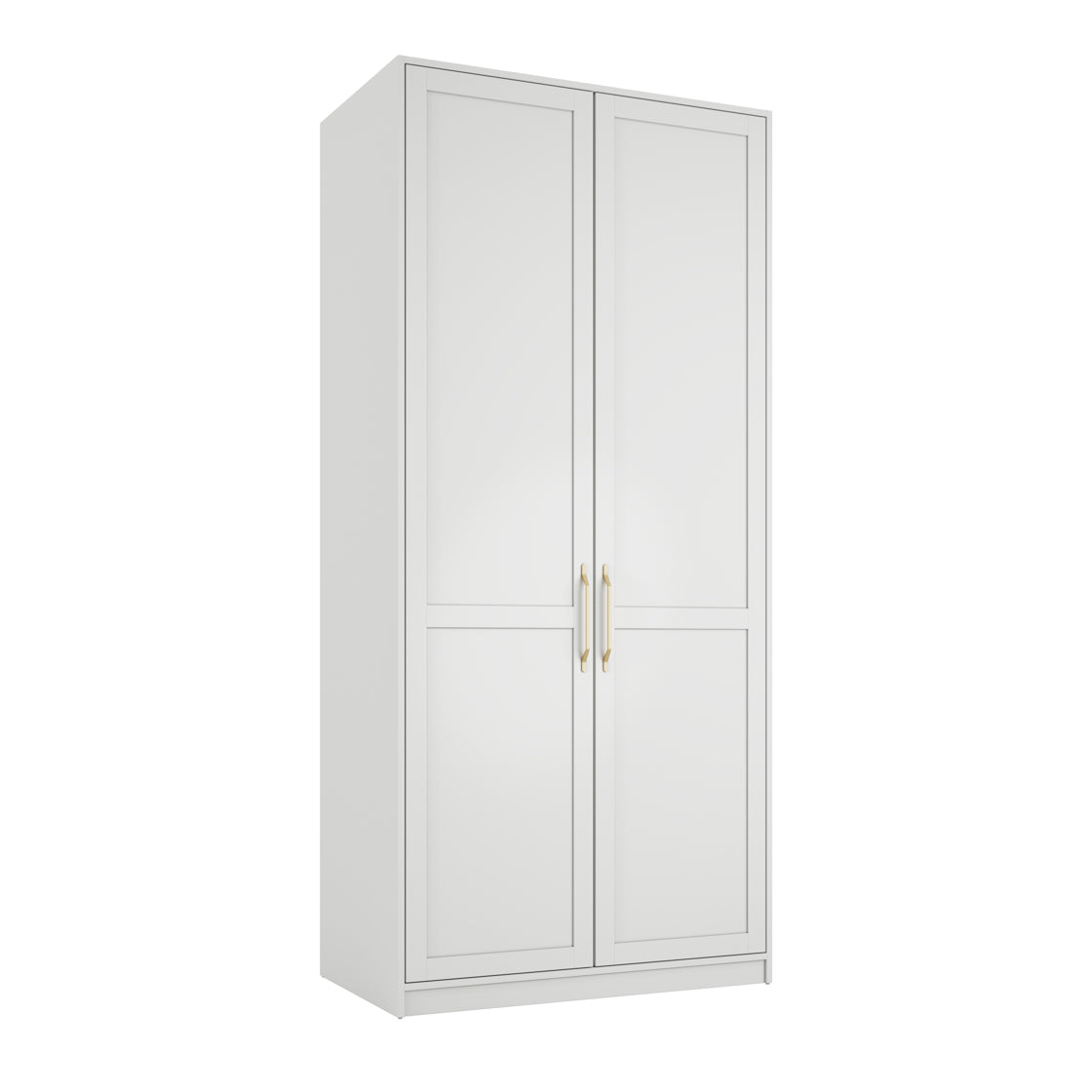 Kahs White Wooden 2 Door Storage Wardrobe Gold Handles