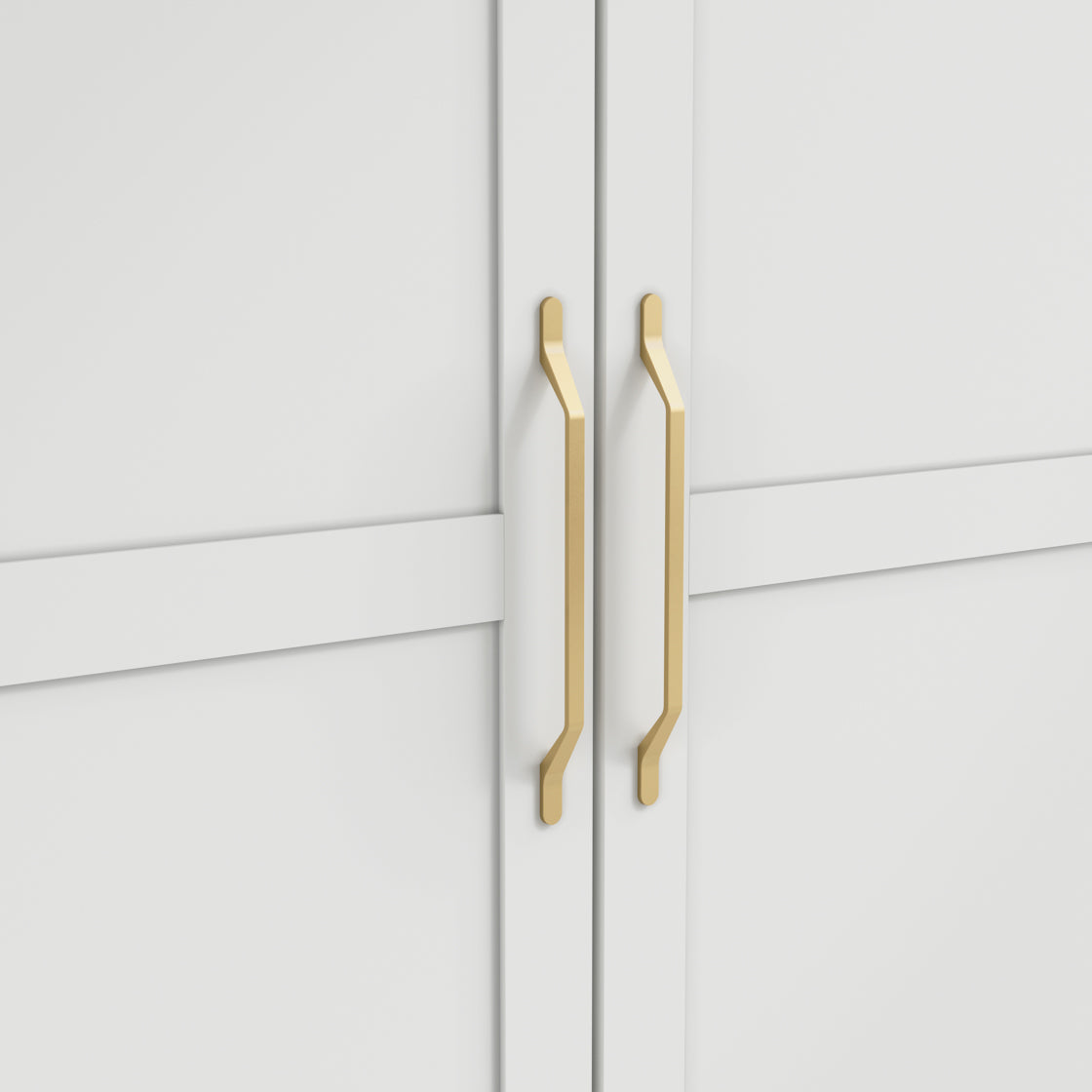 Kahs White Wooden 2 Door Storage Wardrobe Gold Handles