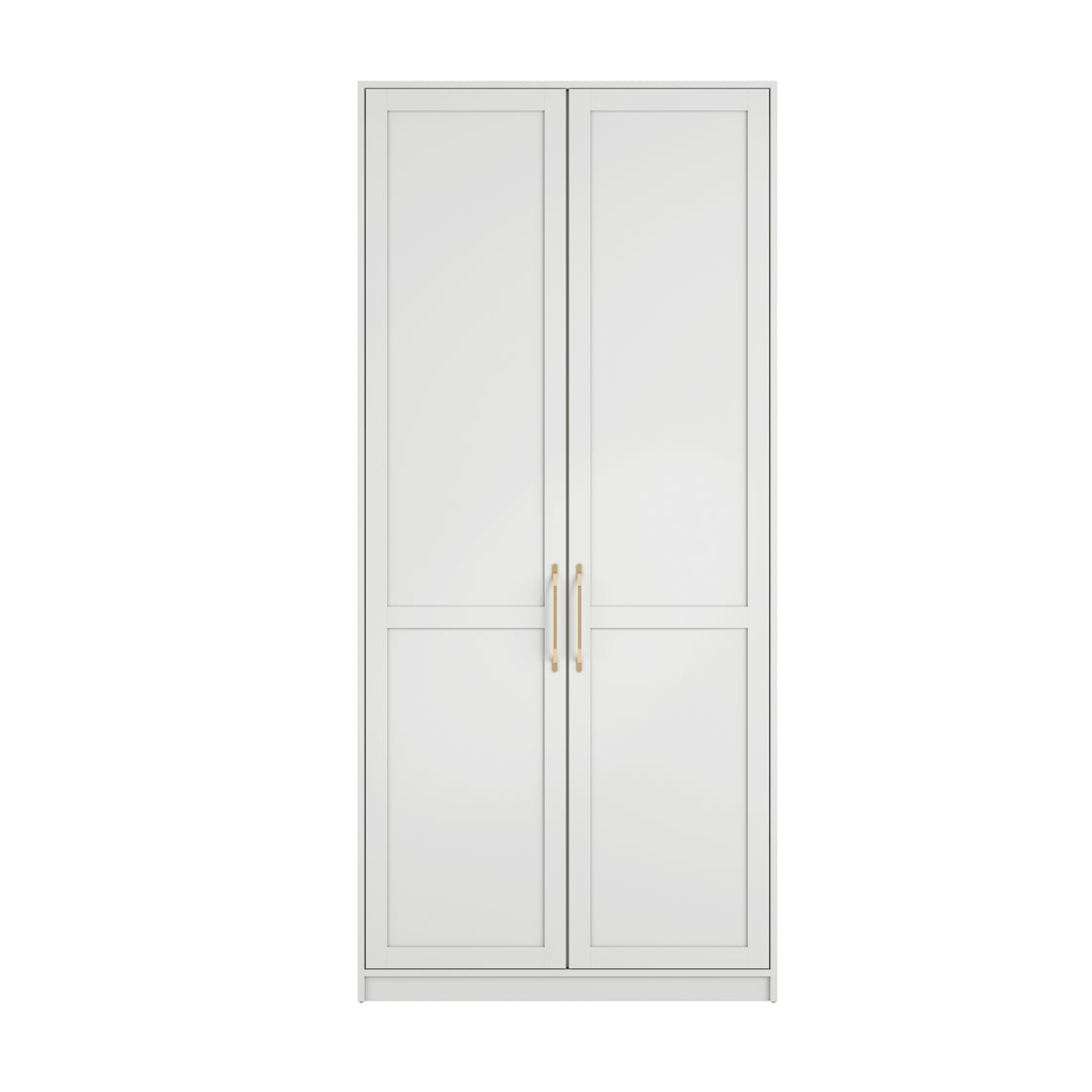 Kahs White Wooden 2 Door Storage Wardrobe Gold Handles