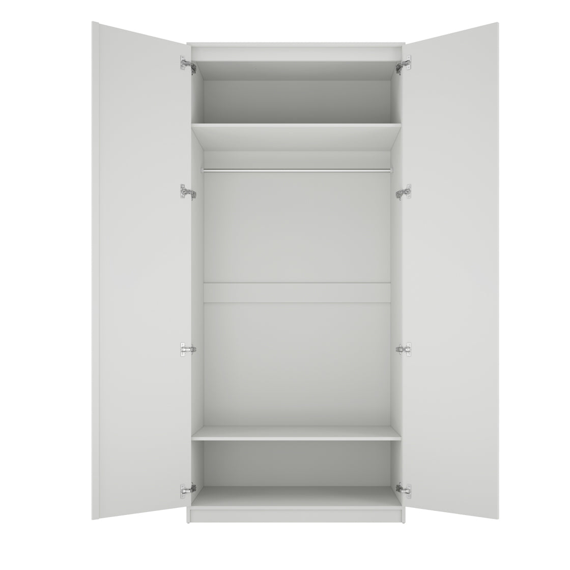 Kahs White Wooden 2 Door Storage Wardrobe Gold Handles